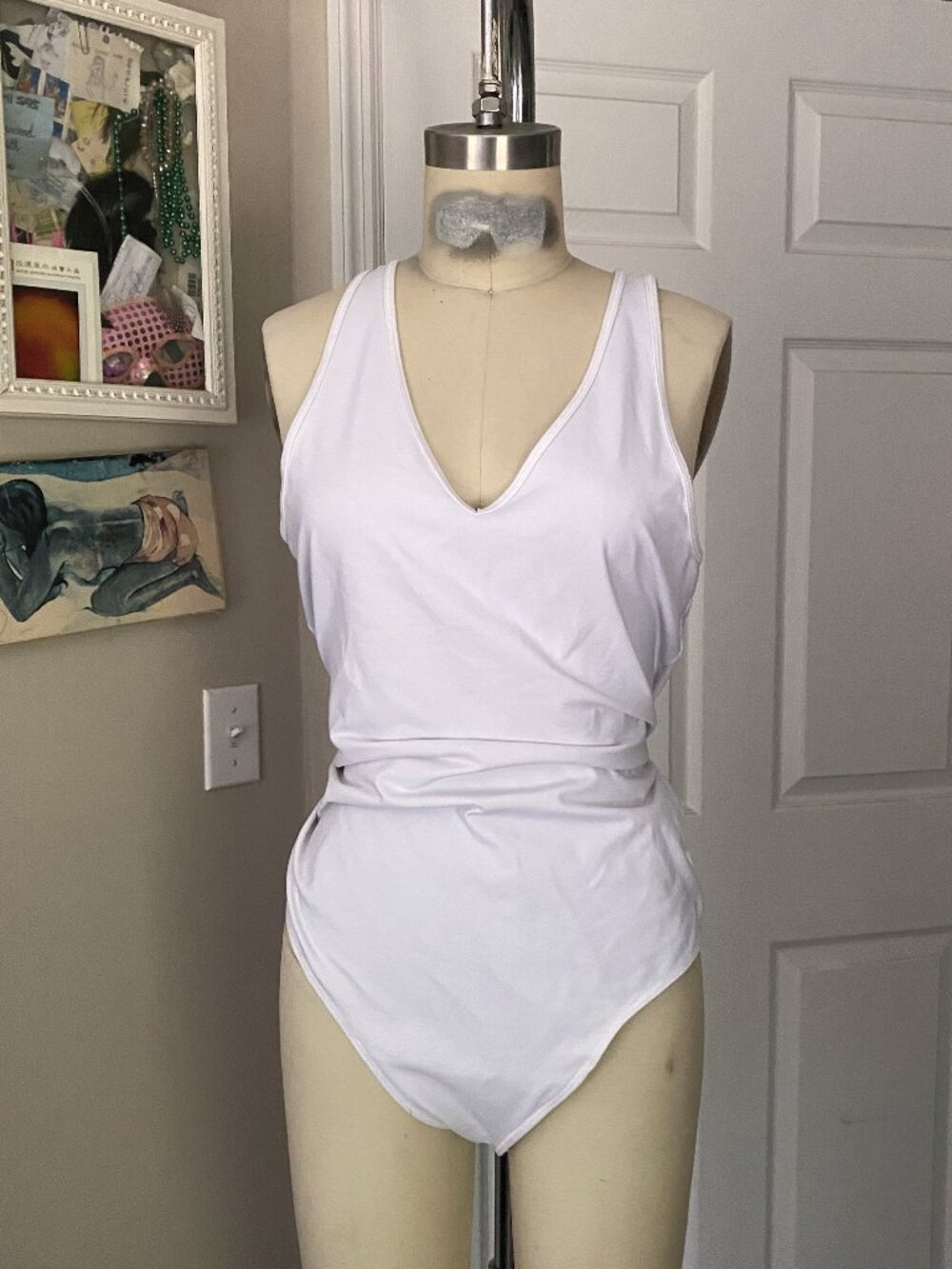 ABERCROMBIE & Fitch Soft A&F Stretch WHITE Tank top BODYSUIT Shirt *X-LARGE*